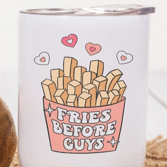 Cali Boutique White / OS Valentine's Day Fries Before Guys Wine Cup