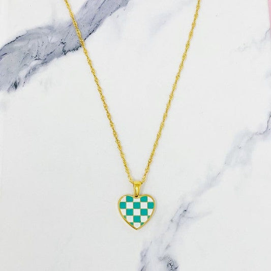 Ellison and Young Turquoise / OS Checkered Heart Necklace