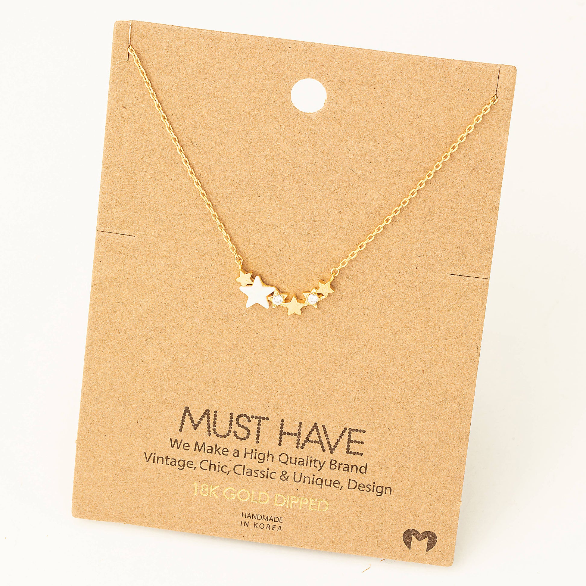 Fame Accessories Dainty Multi Star Charm Necklace: G