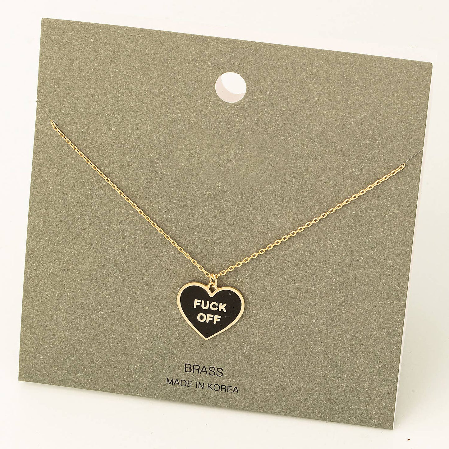 Fame Accessories Fuck Off Heart Pendant Necklace: BK