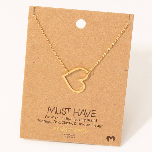 Fame Accessories Heart Cutout Pendant Necklace: G