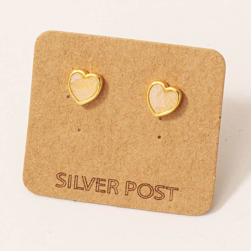 Fame Accessories Mini Gemstone Heart Stud Earrings: G