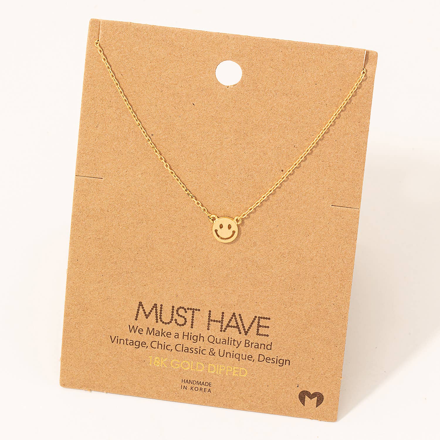 Fame Accessories Mini Smiley Face Charm Necklace: G