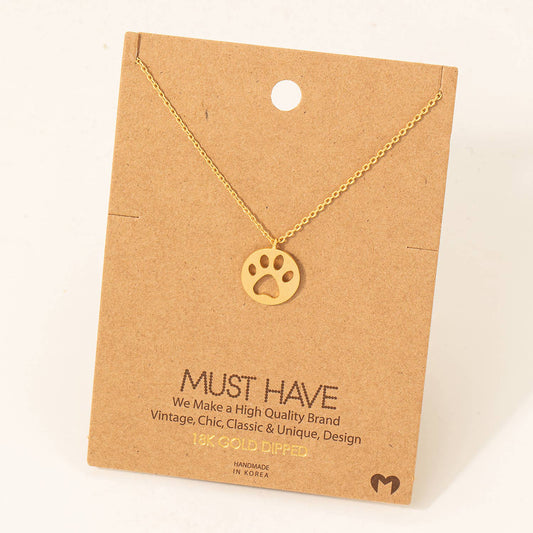 Fame Accessories Paw Print Pendant Necklace: G