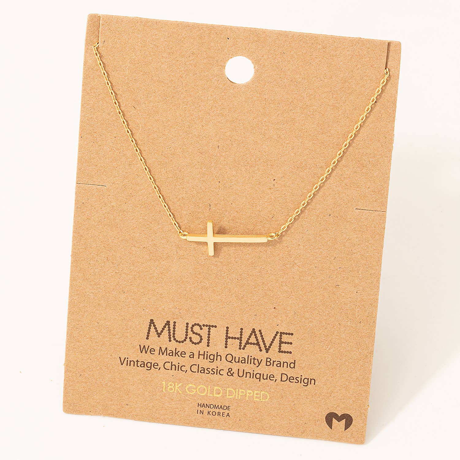 Fame Accessories Side Cross Pendant Necklace: G