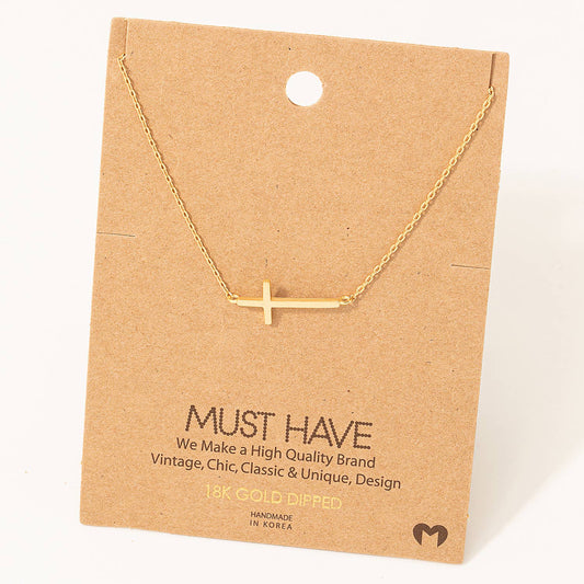 Fame Accessories Side Cross Pendant Necklace: G