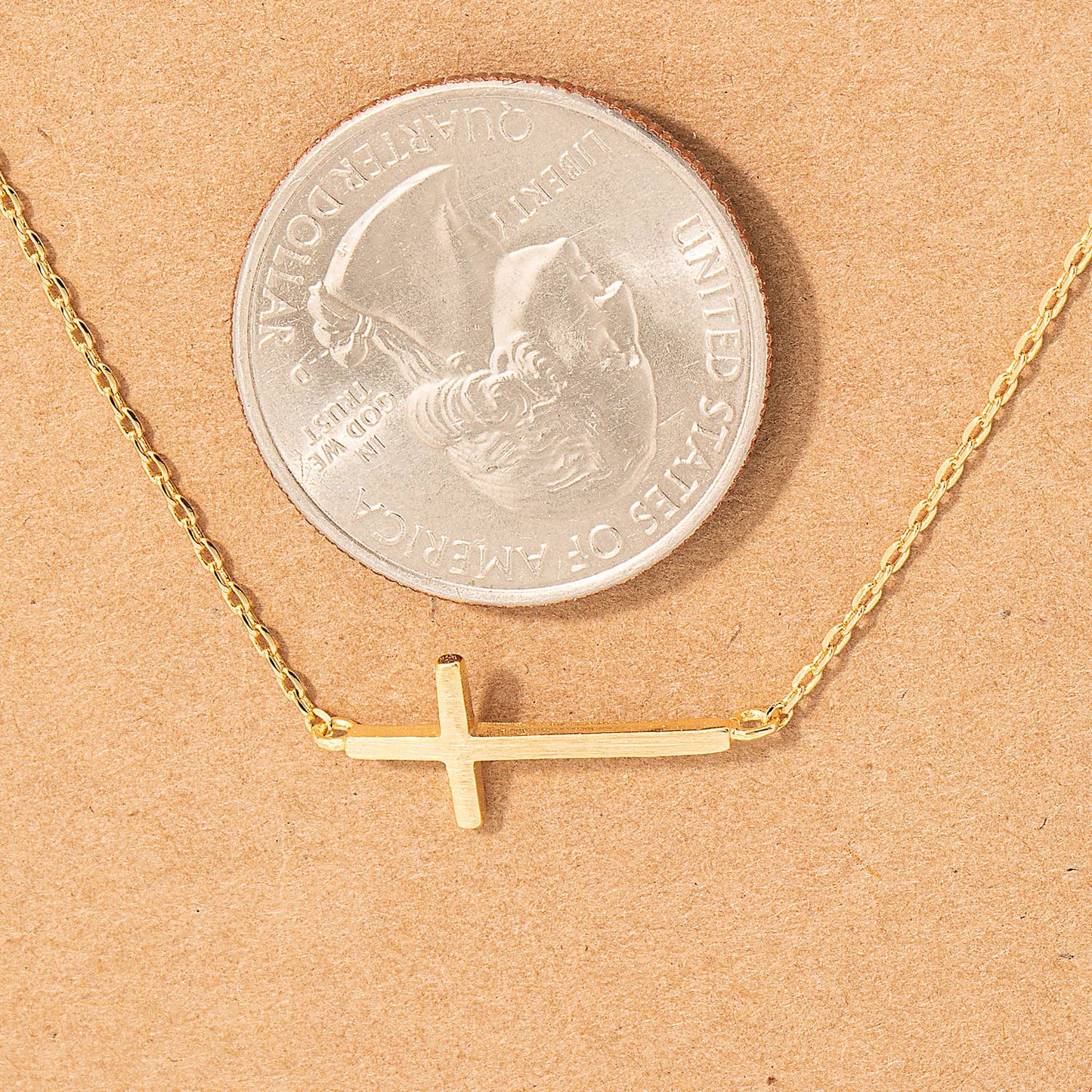 Fame Accessories Side Cross Pendant Necklace: G